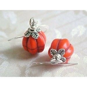 B2G1 Halloween Thanksgiving Harvest Moon Small Orange Pumpkin Earrings Fall Gift